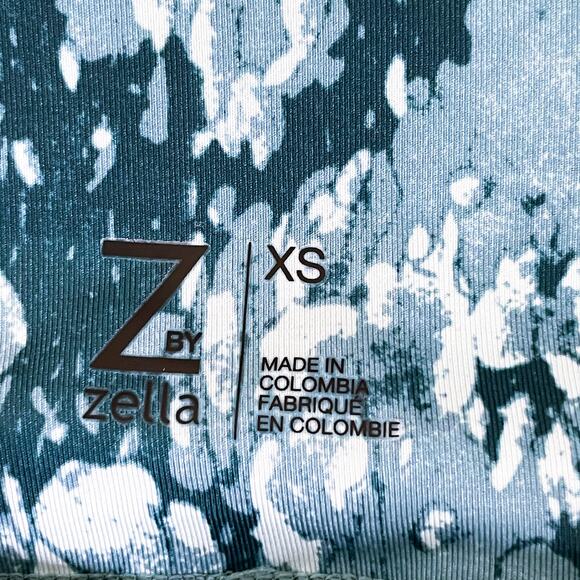 Z By Zella High Waisted Printed Leggings Blue Clearwater Acacia size XS NWOT - Picture 7 of 10